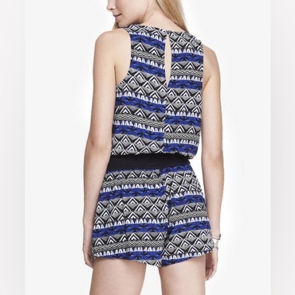 Express New Size L Blue and Black Romper Southwest Aztec Boho Festival Summer - Picture 3 of 9